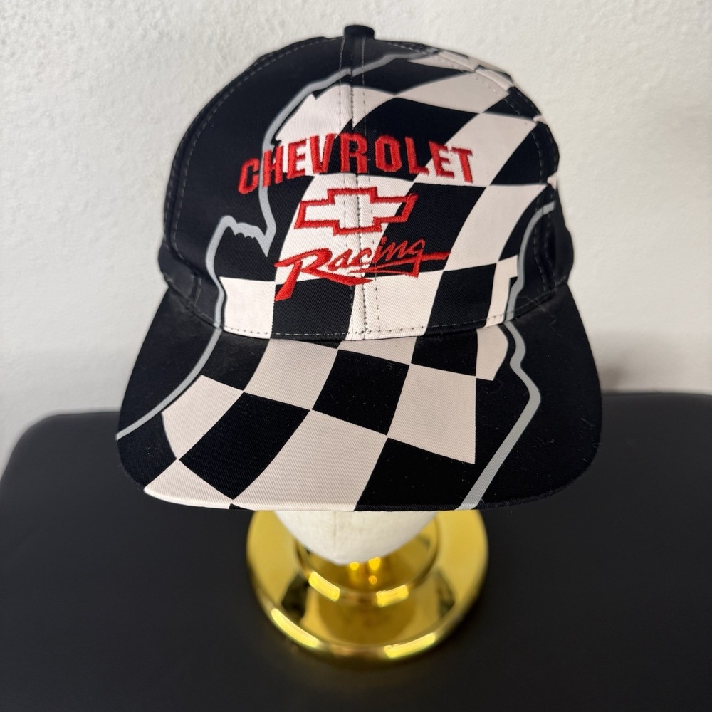 Chevrolet Racing Snapback Hat Black Red White Embroidered Logo One Size